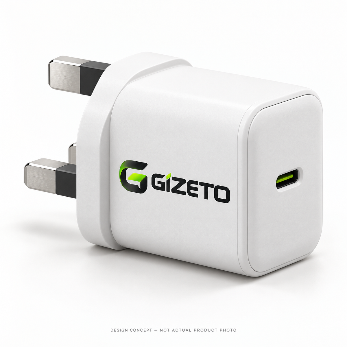AI-generated Gizeto charger design concept — not an actual product photograph; specifications and manufacturing unconfirmed.