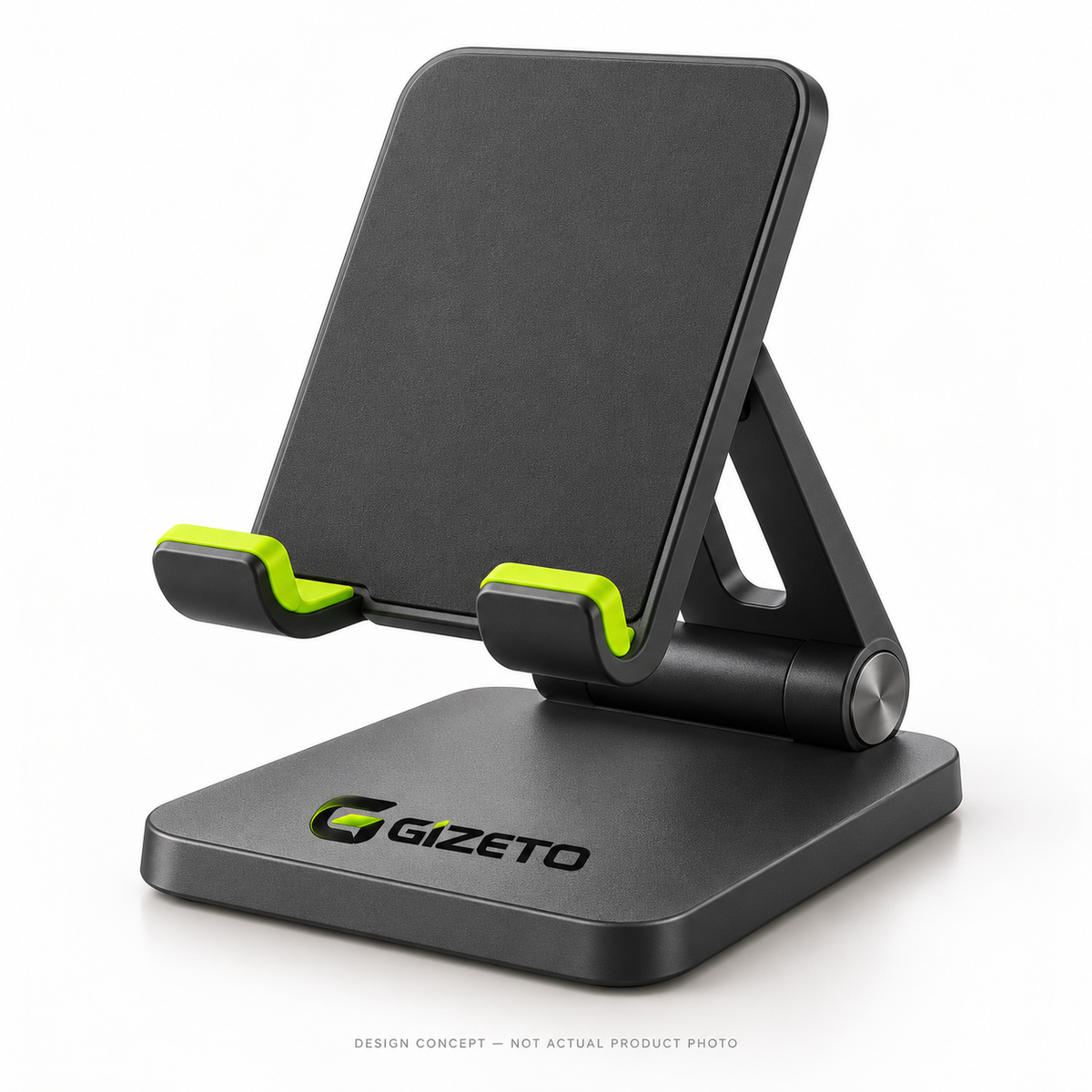 AI-generated Gizeto Foldable Phone Stand design concept — not an actual product photograph; specifications and manufacturing unconfirmed.